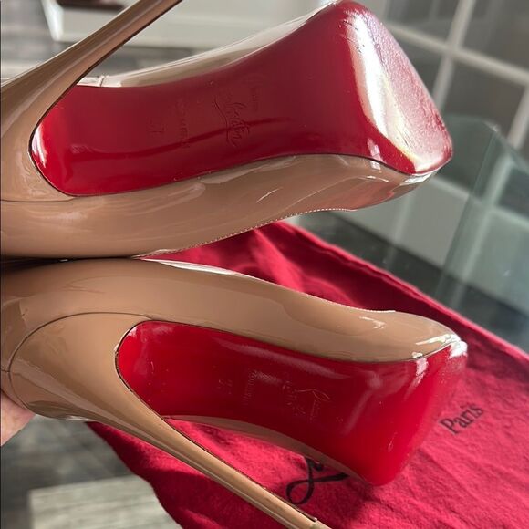Christian Louboutin Nude Patent Leather Pumps - Picture 6 of 8